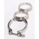 Universal Stainless Steel V-Band Turbo Downpipe Exhaust Clamp & Flange Set